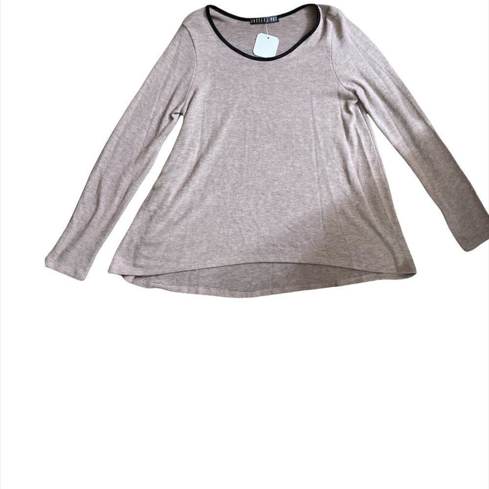 New Potters Pot Womens Lilac Long Sleeve Round Neck Ringer T Shirt Top Small